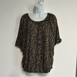 Ann Taylor LOFT Women’s Medium Blouse Animal Print‎ Top Batwing Coquette Grunge
